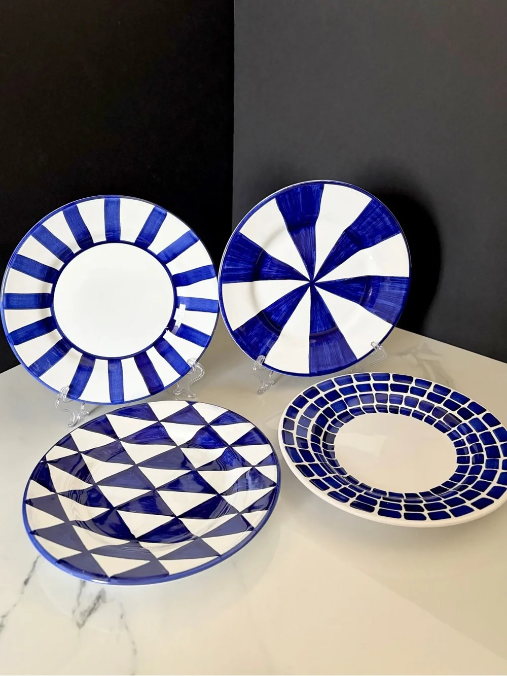 SET of 4 Blue & White Salad Plates by Vietri